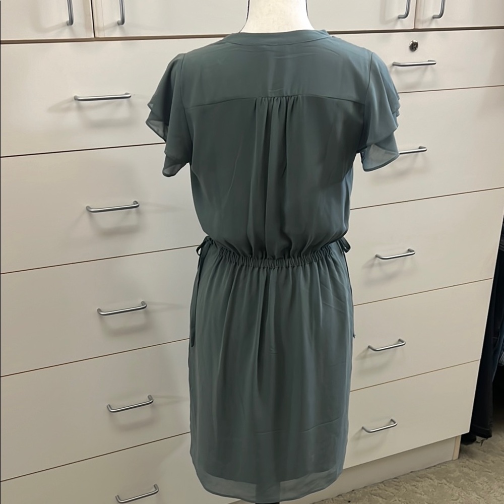 🆕 H&M, Size 2, Teal Dress, flutter sleeves, double lined - Picture 2 of 4